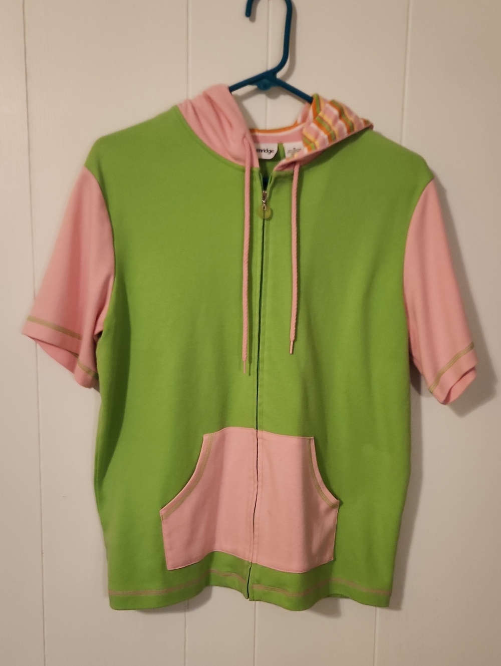 Breckenridge Short Sleeve Full Zip Hoodie Top Sz M